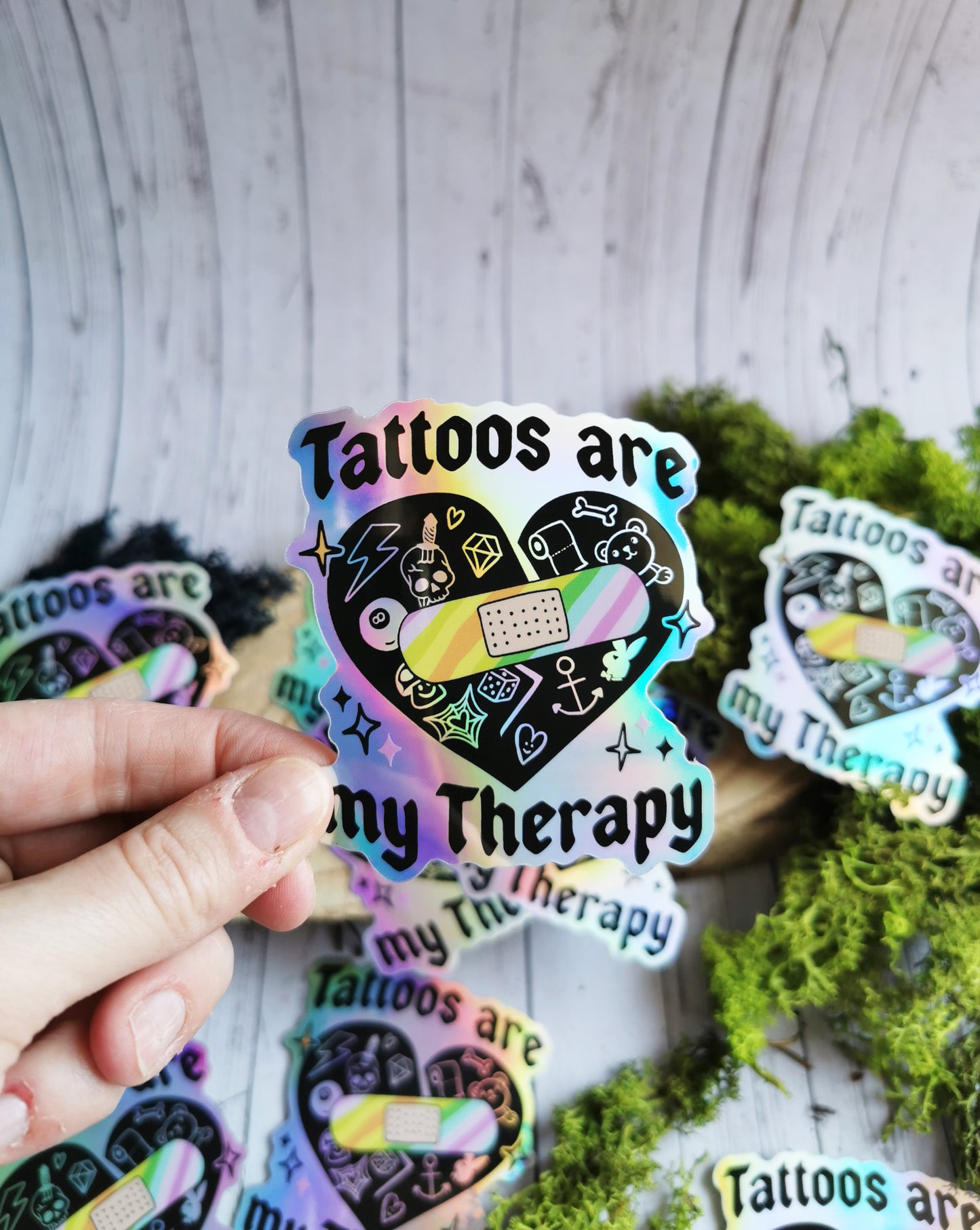 Holographic Sticker " Tattoos are my Therapy"