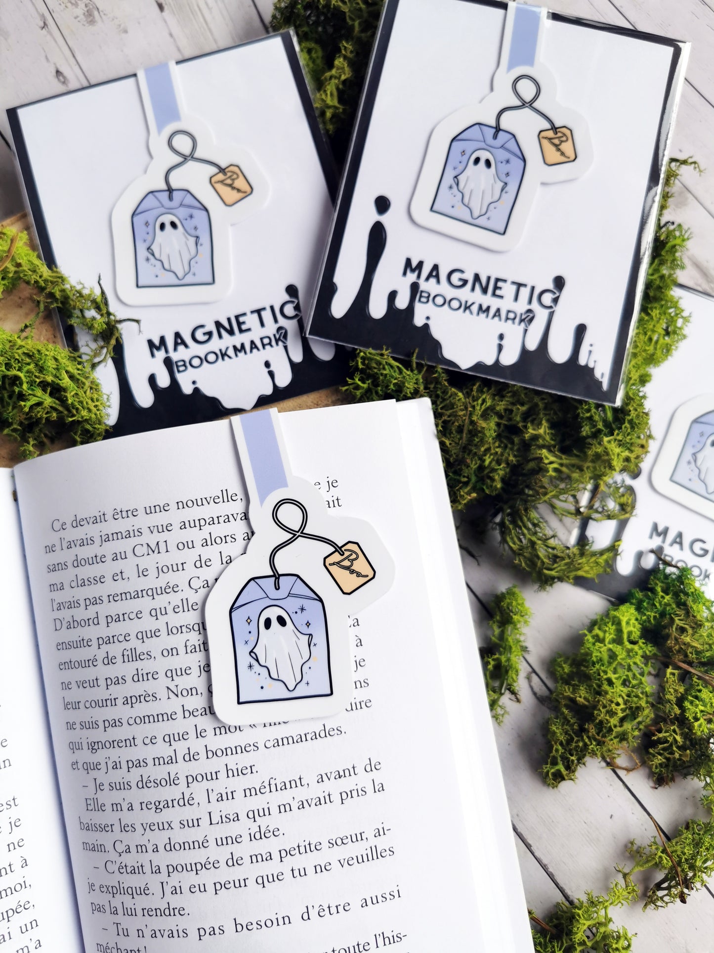 Magnetic Bookmark "Cute Ghost Tea Bag"