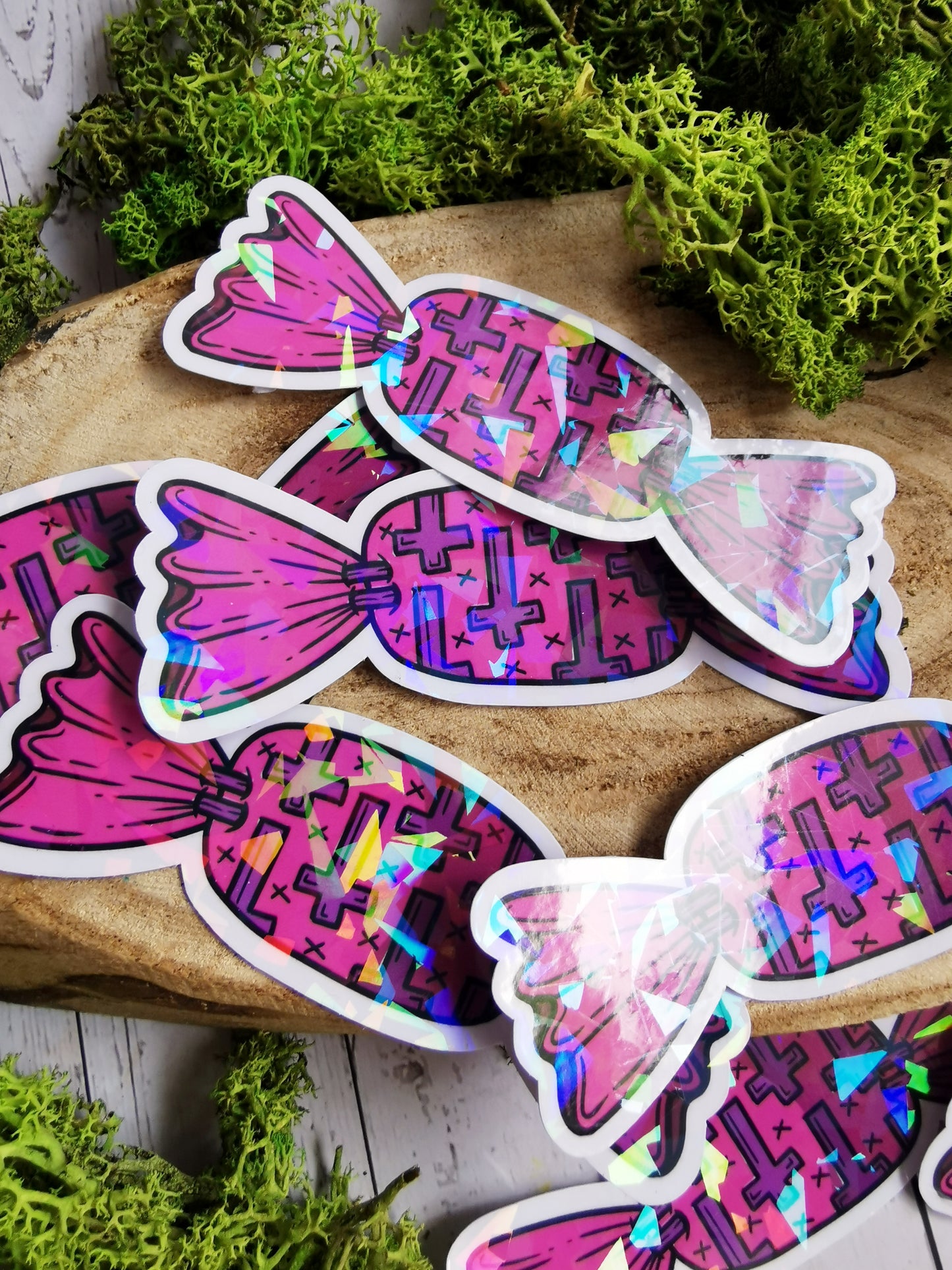 Stickers Holographic "Cross Candy"