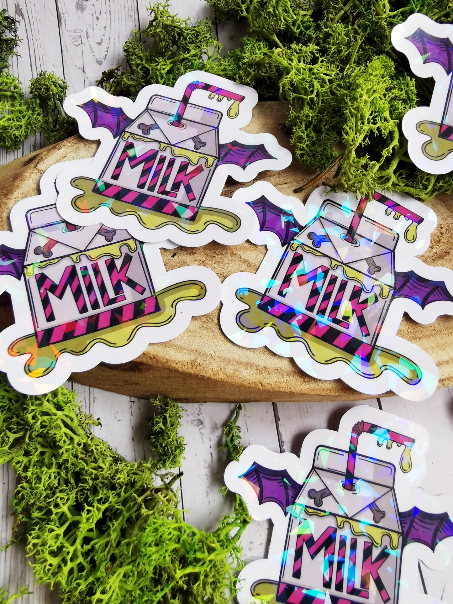 Holographic Stickers Creepy Cute "Milk Bats"