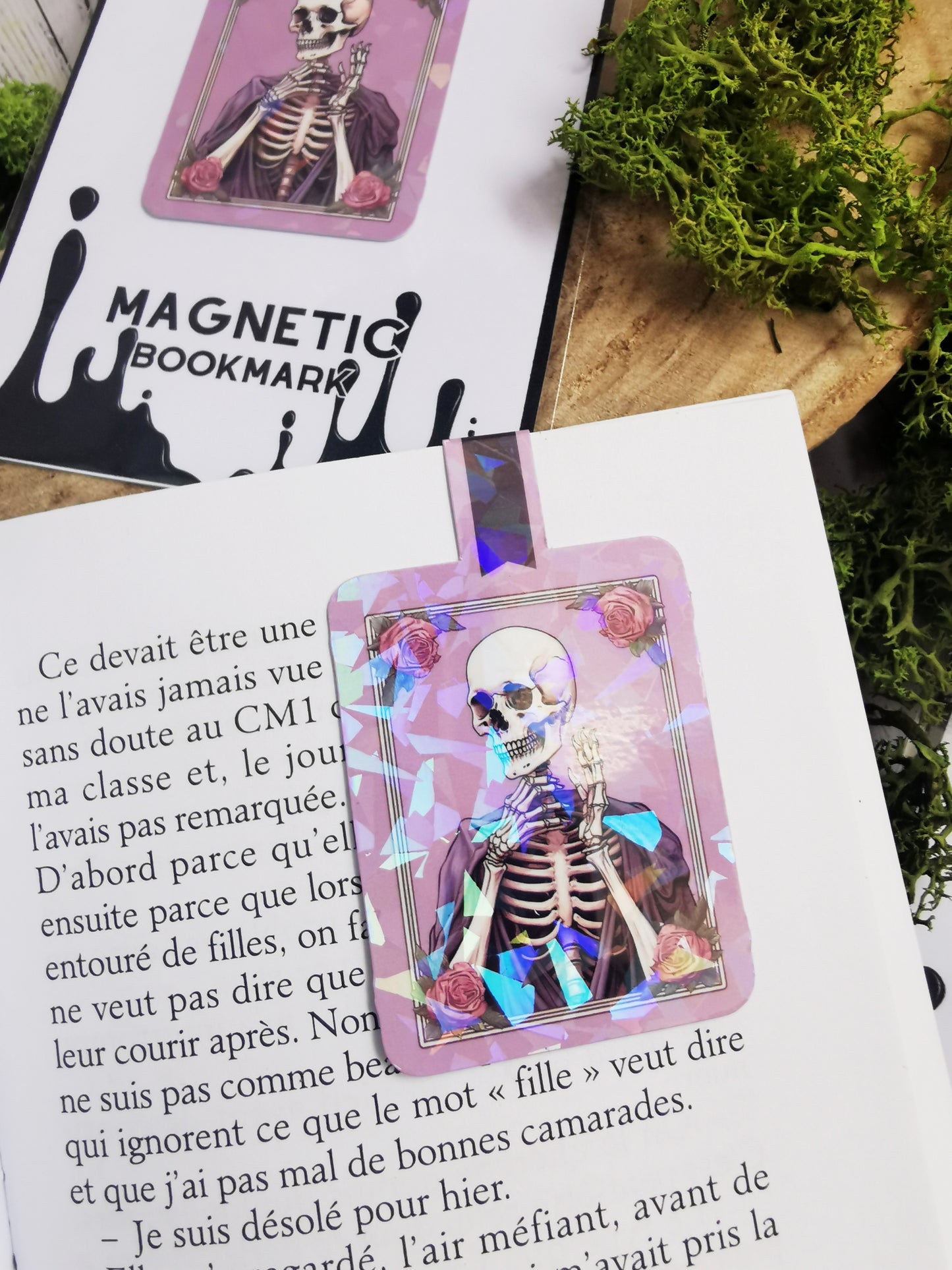 Magnetic Bookmark "Tarot Skull Flowers"