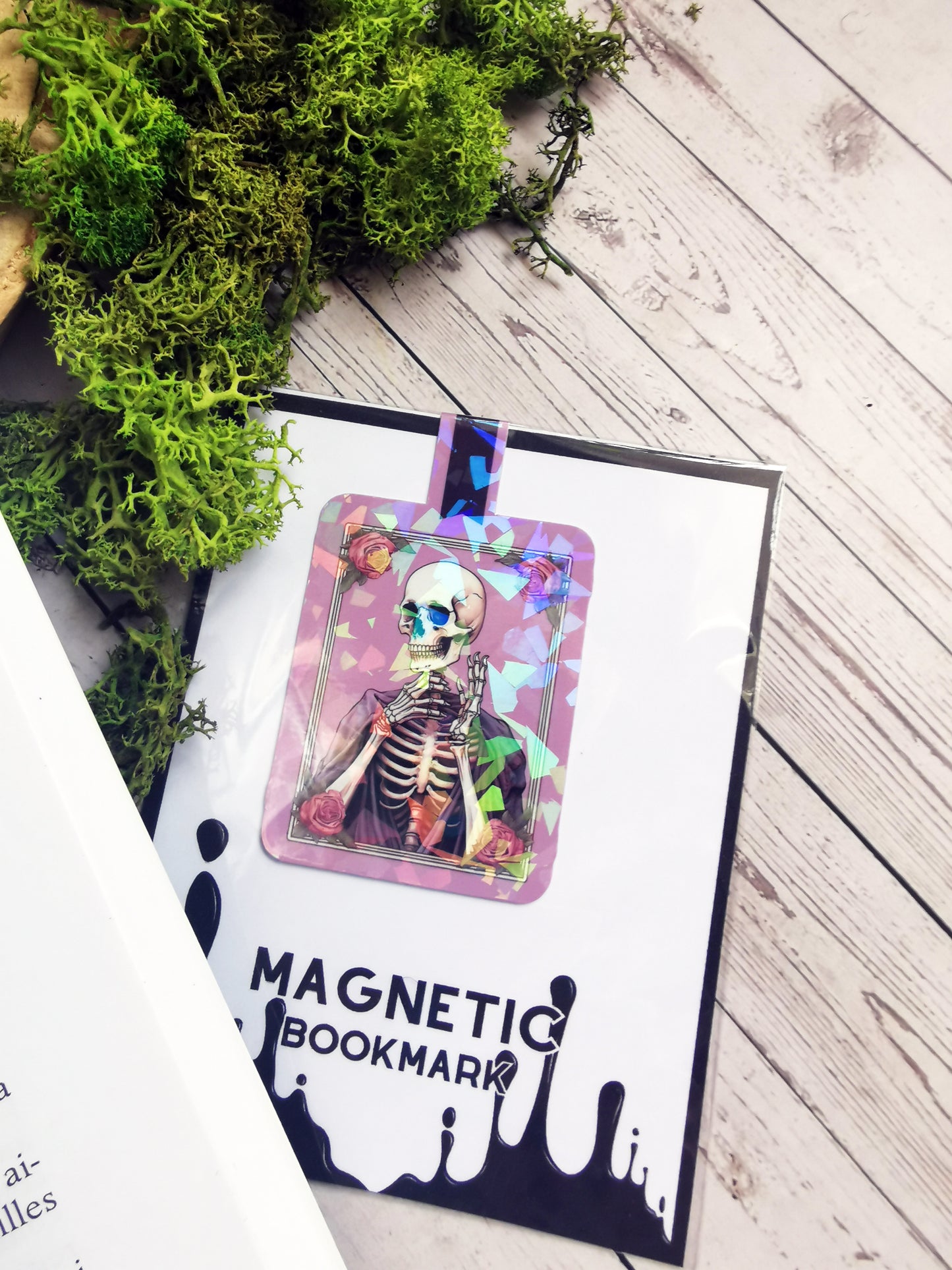 Magnetic Bookmark "Tarot Skull Flowers"