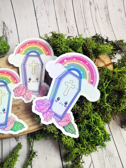 Stickers Holographic "Kawaii Coffin"