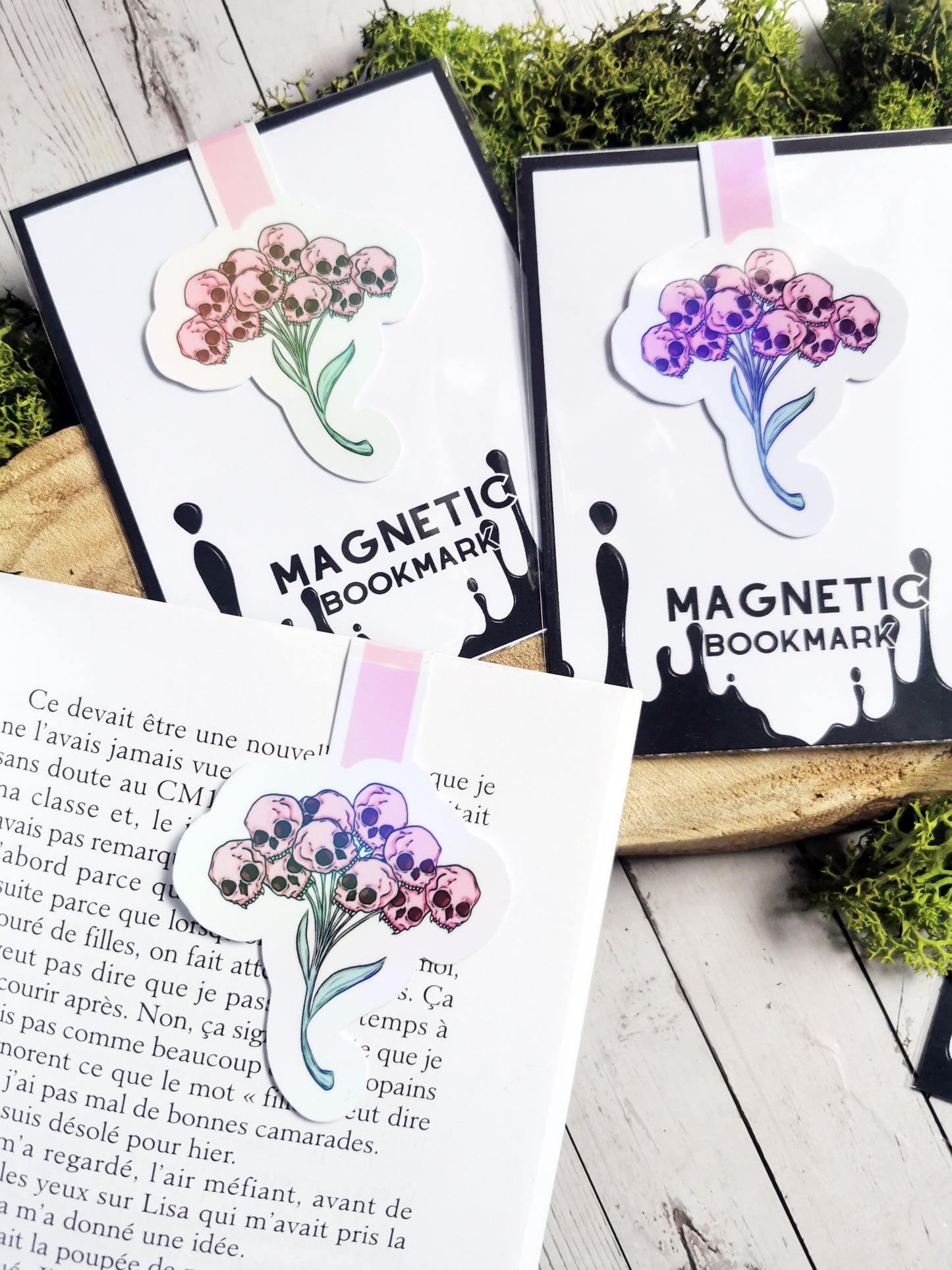 Magnetic Bookmark "Creepy Skull Flowers"