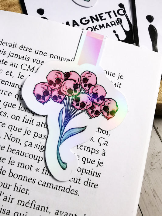 Magnetic Bookmark "Creepy Skull Flowers"