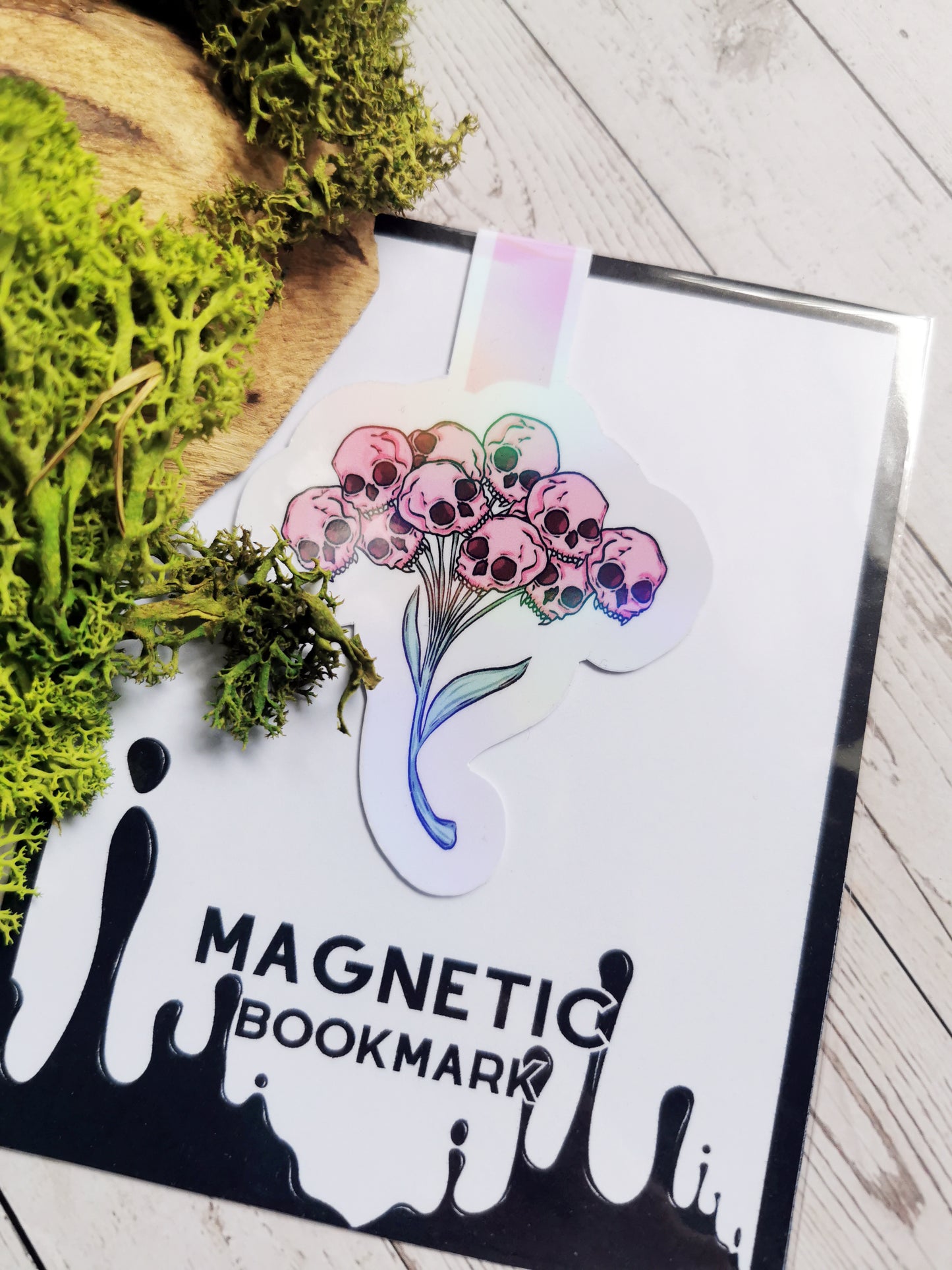 Magnetic Bookmark "Creepy Skull Flowers"