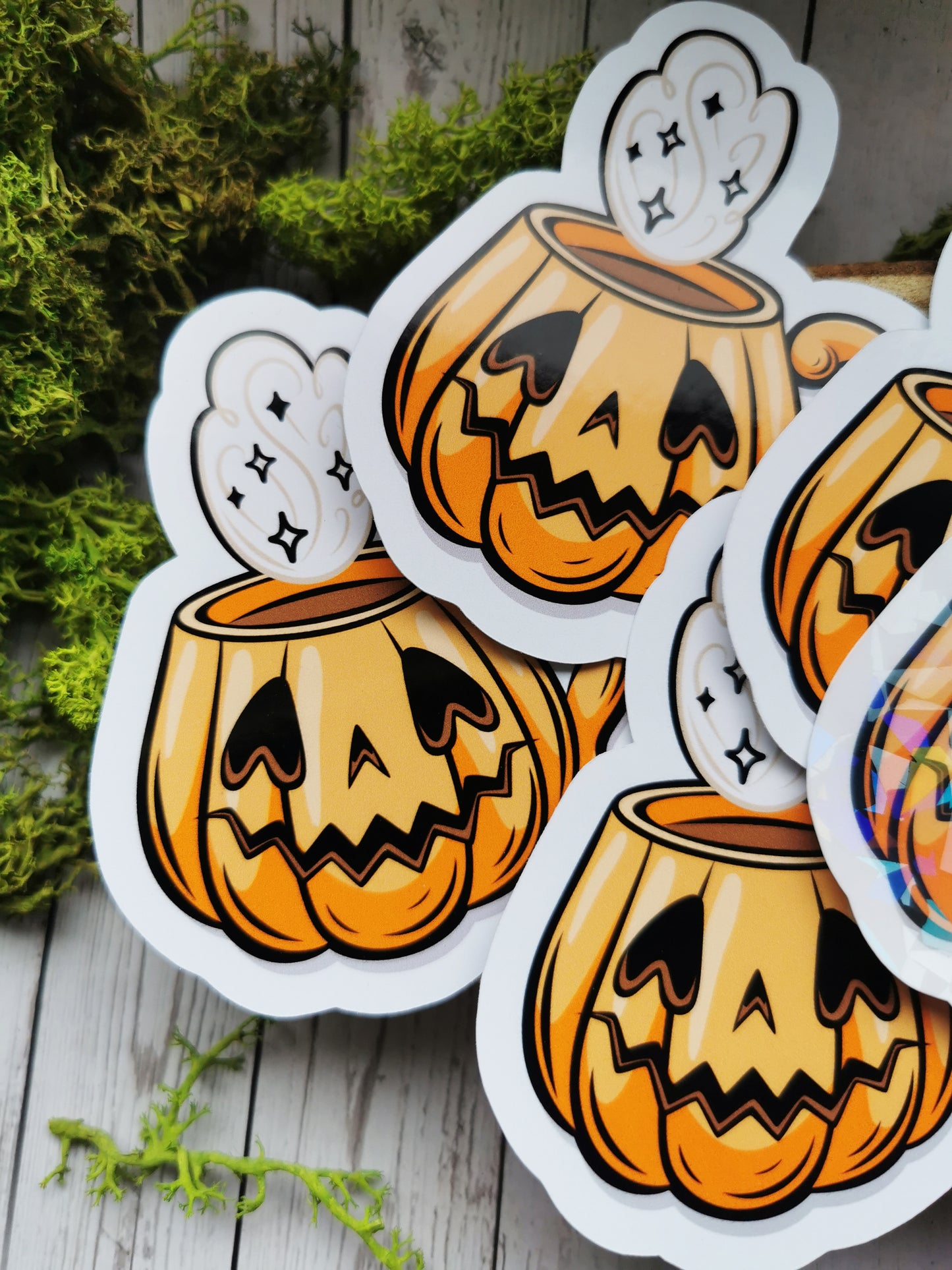 Stickers Holographic "Pumpkin Halloween Coffee"