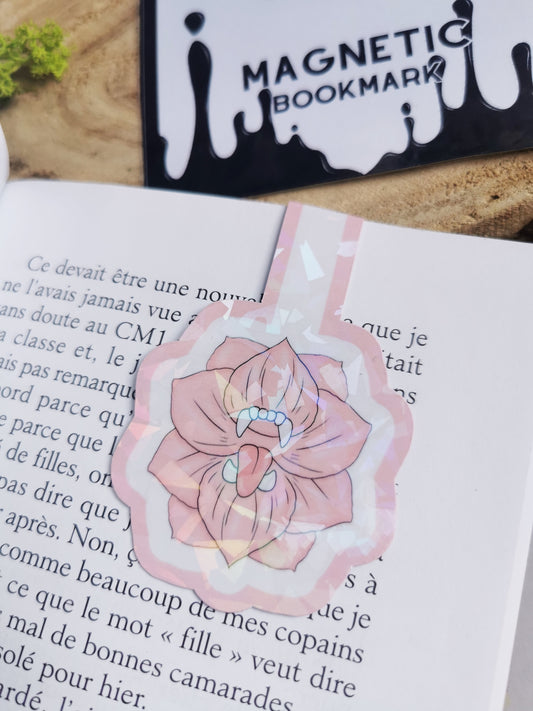 Magnetic Bookmark "Pink Carnivorous Flower"