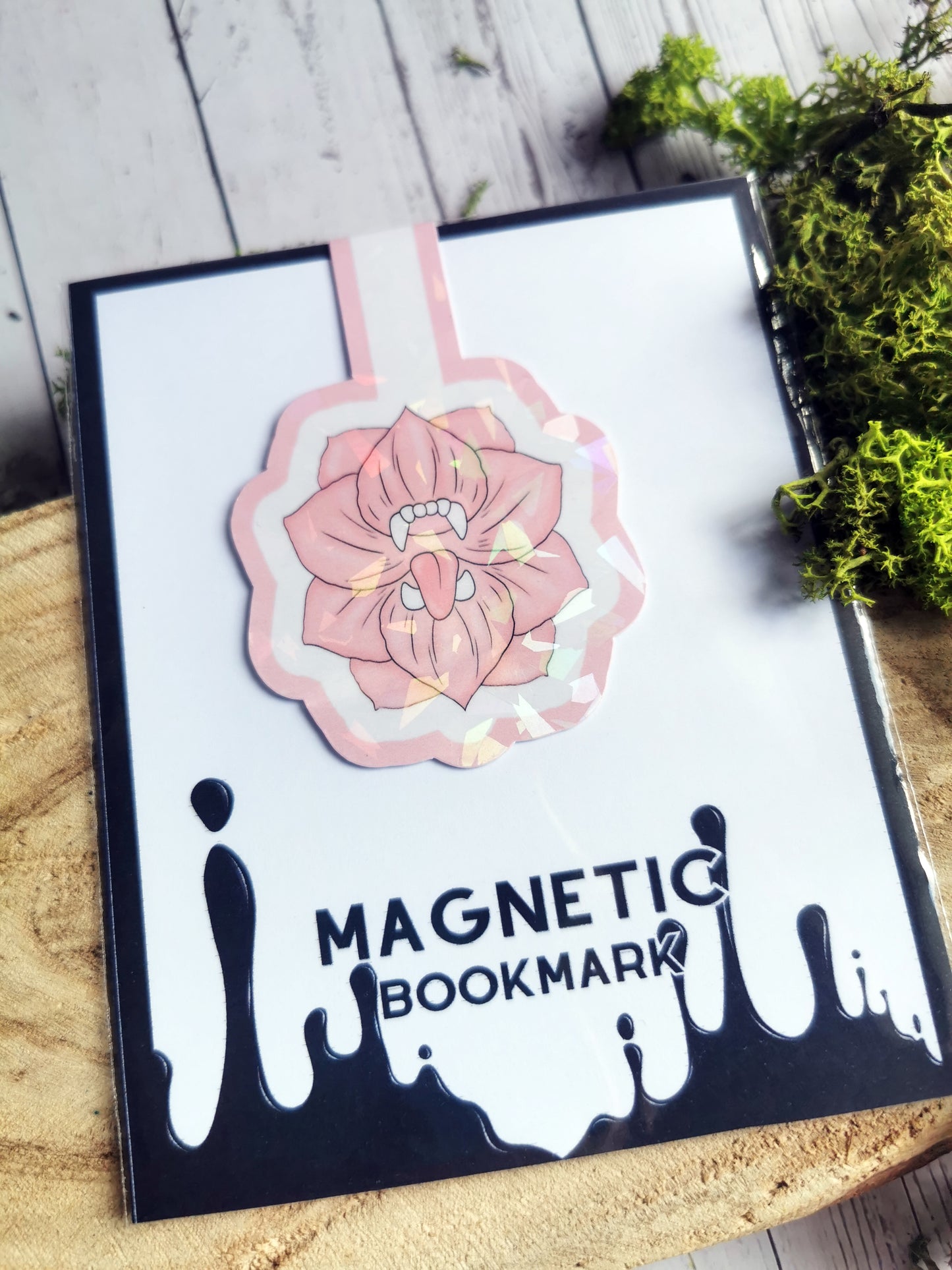 Magnetic Bookmark "Pink Carnivorous Flower"