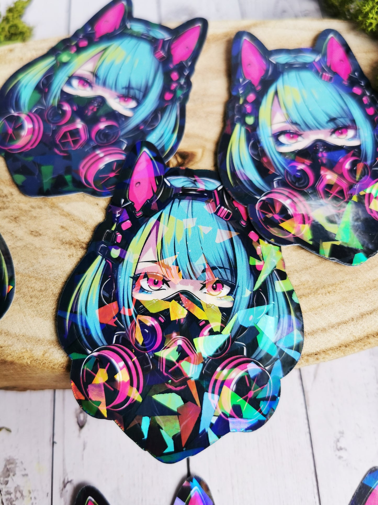 Holographic Stickers "Spooky Gas Mask Girl"