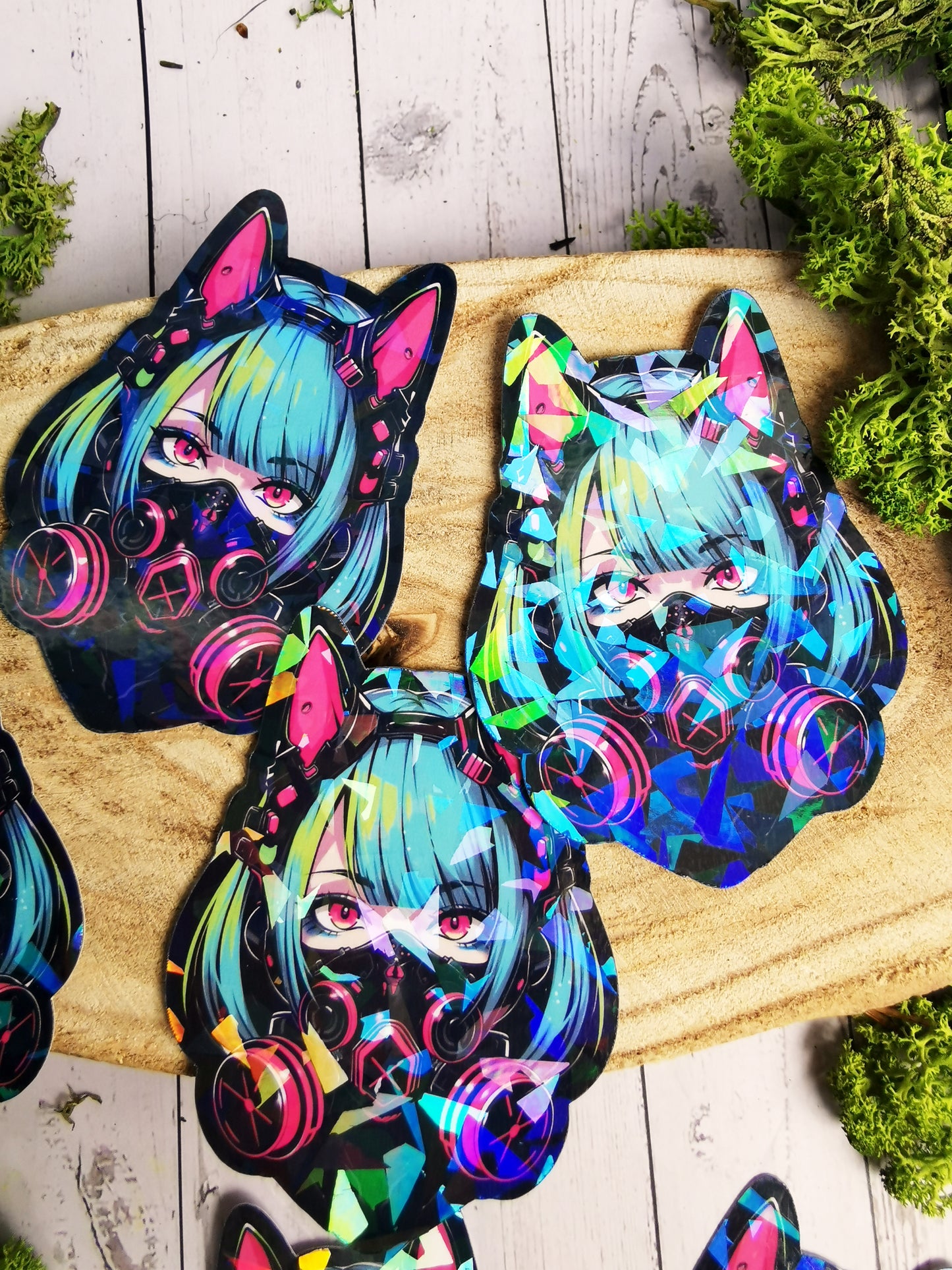 Holographic Stickers "Spooky Gas Mask Girl"