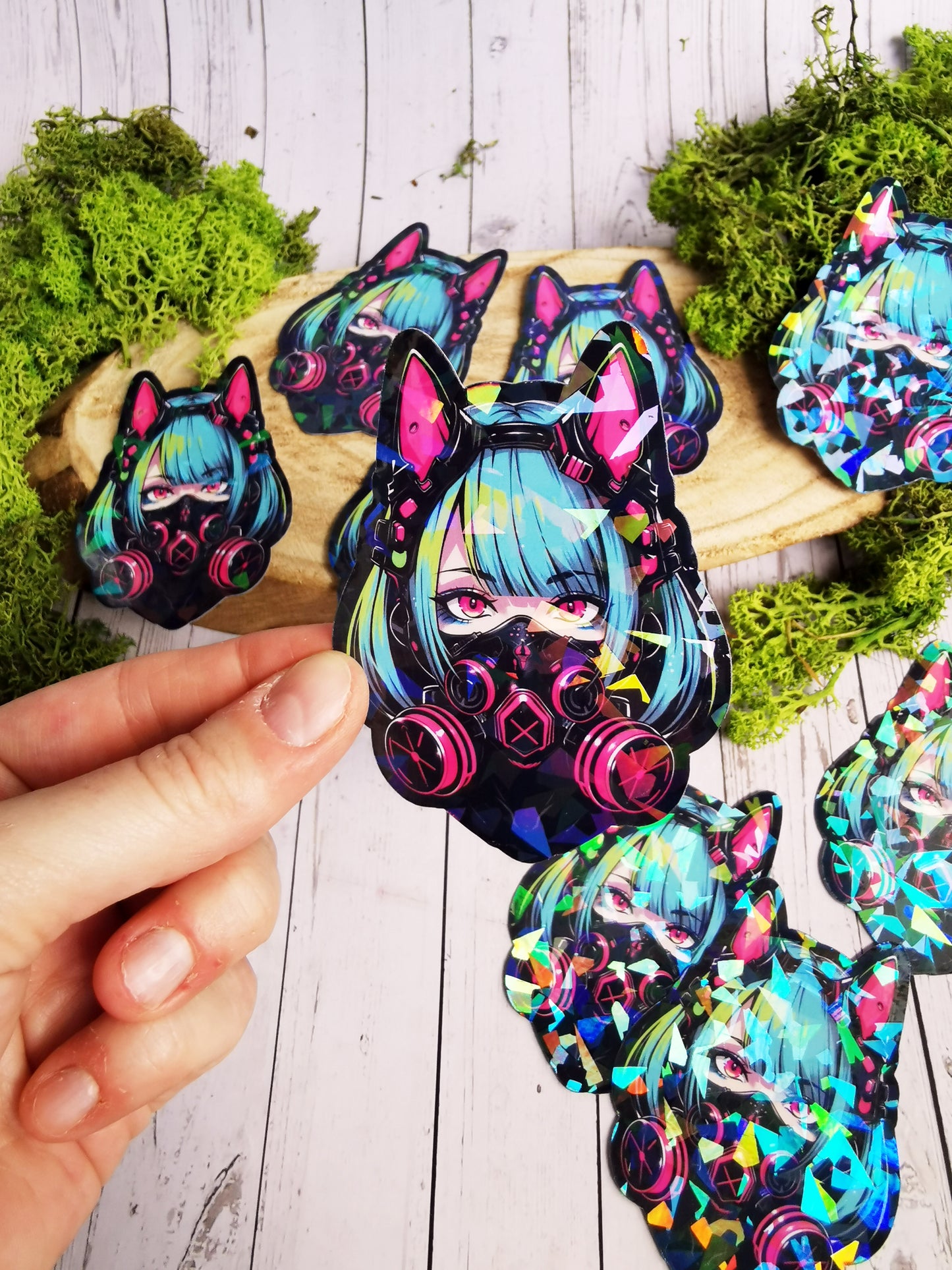 Stickers Holographic "Spooky Gas Mask Girl"