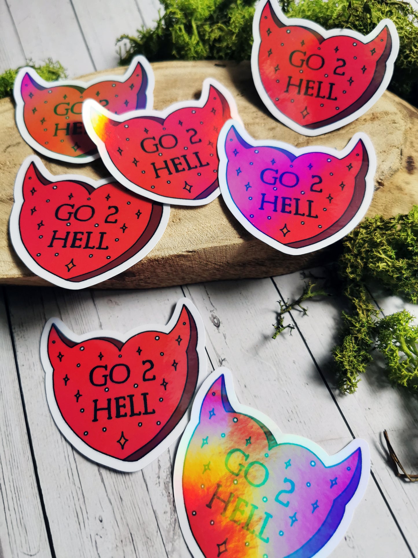 Stickers Holographic "Go 2 Hell"