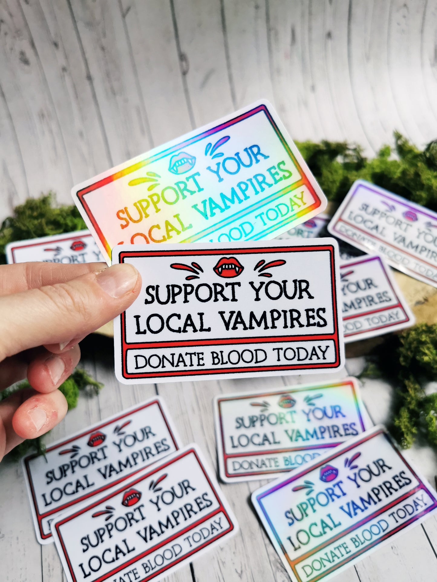 Stickers Holographic "Support Vampires"