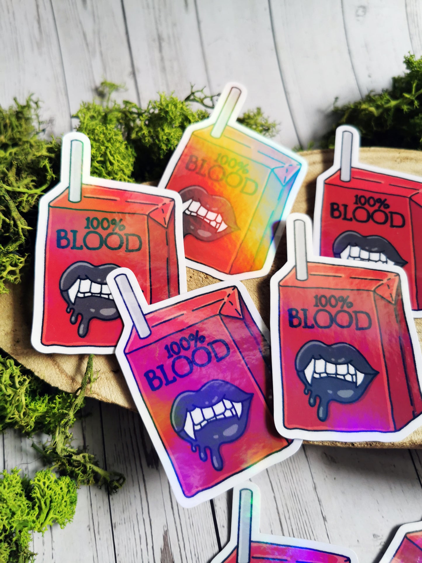 Stickers Holographic "100% Blood"