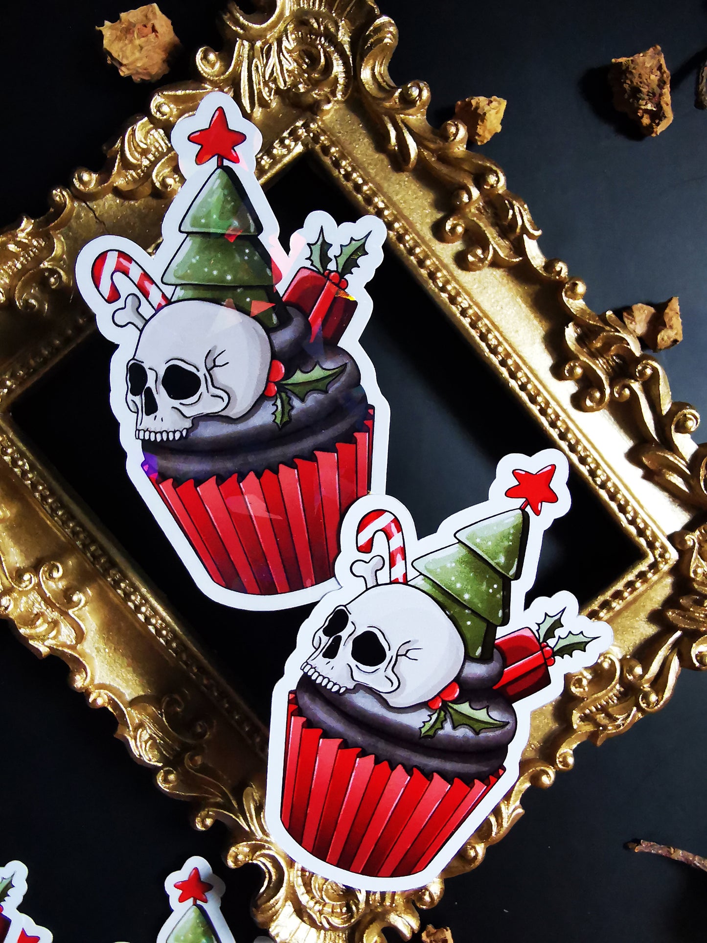 “Skull Cupcakes Xmas” Stickers