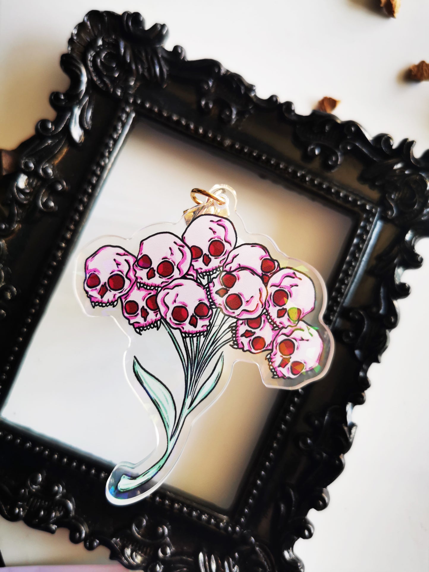 Acrylic Keychain "Skull Flowers"