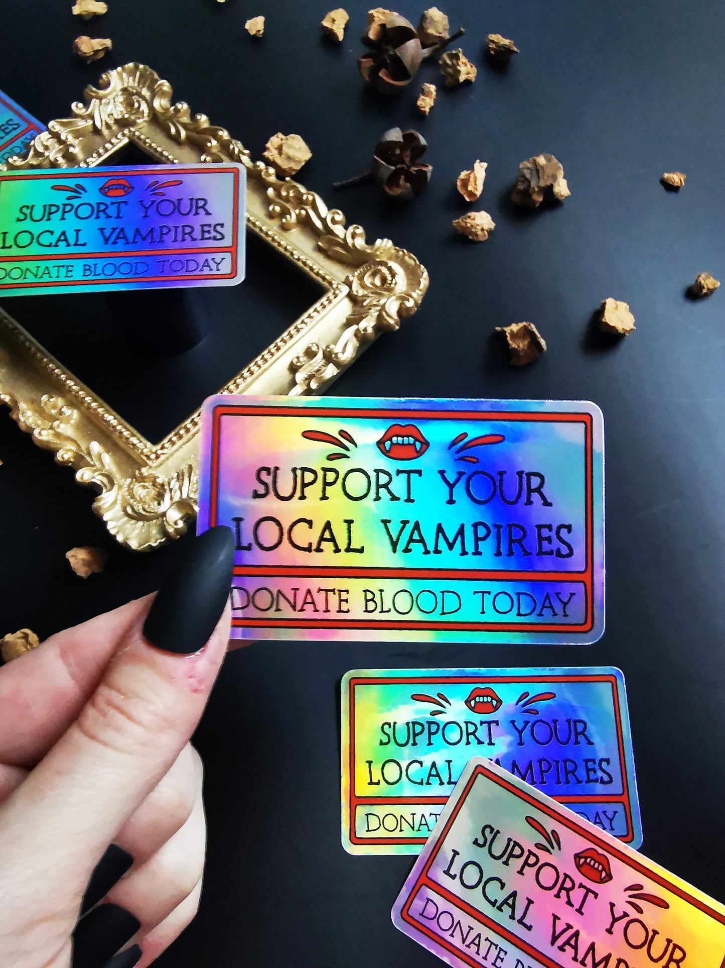 Stickers Decals Holographic "Support your Local Vampires"