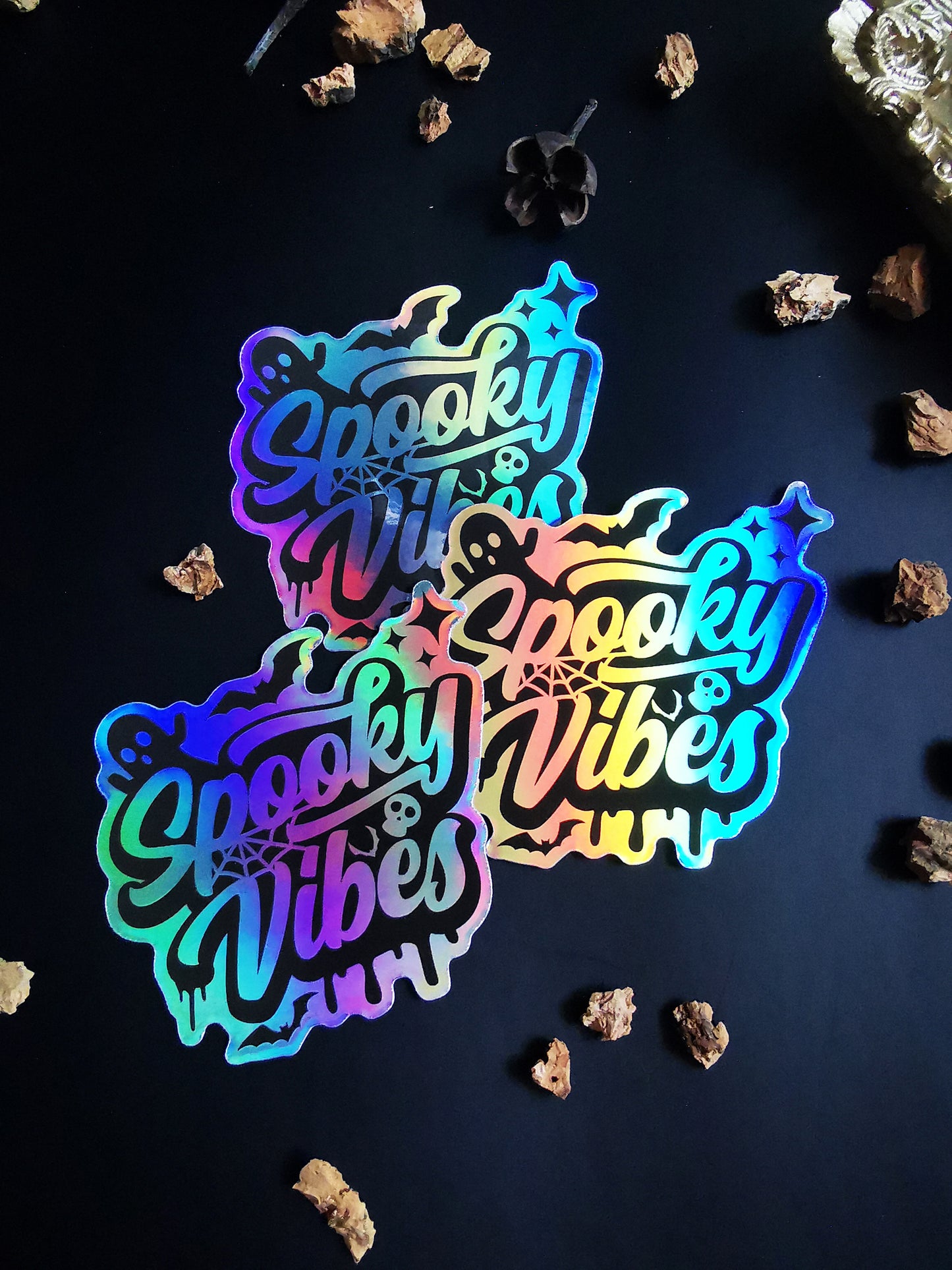 Holographic Sticker "Cute Spooky Vibes Ghost"