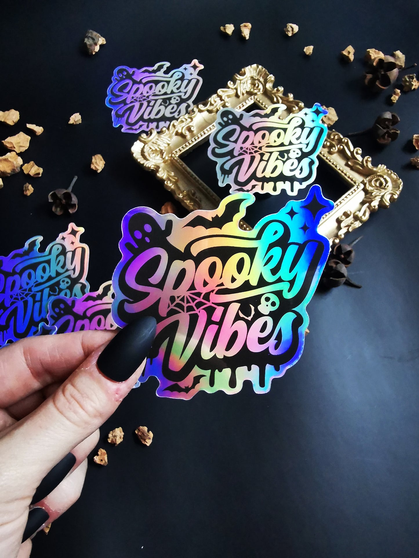 Holographic Sticker "Cute Spooky Vibes Ghost"