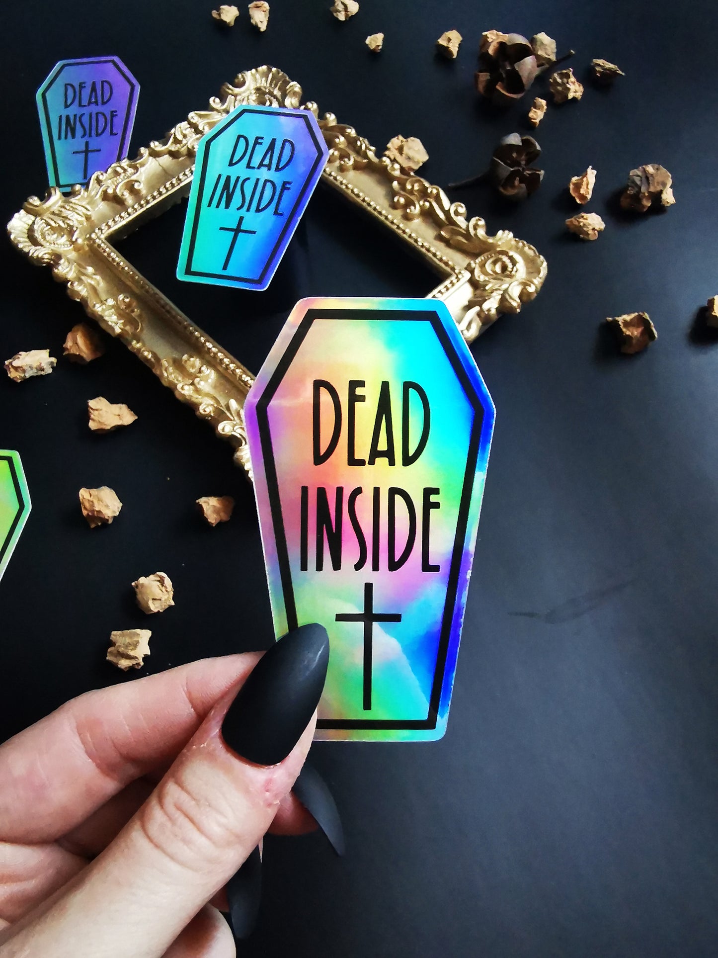 Holographic Sticker "Coffin Dead Inside"