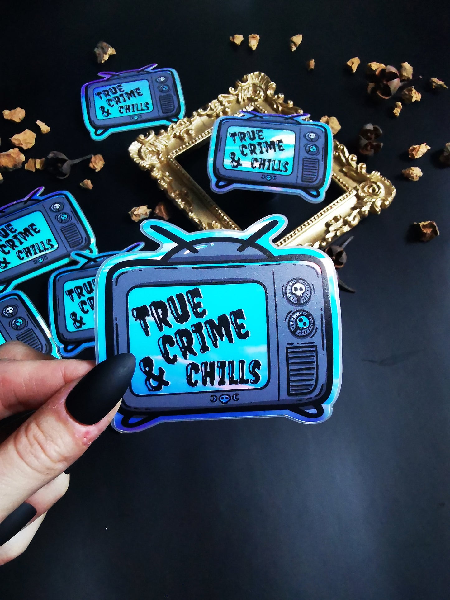 “True Crime &amp; Chills” stickers