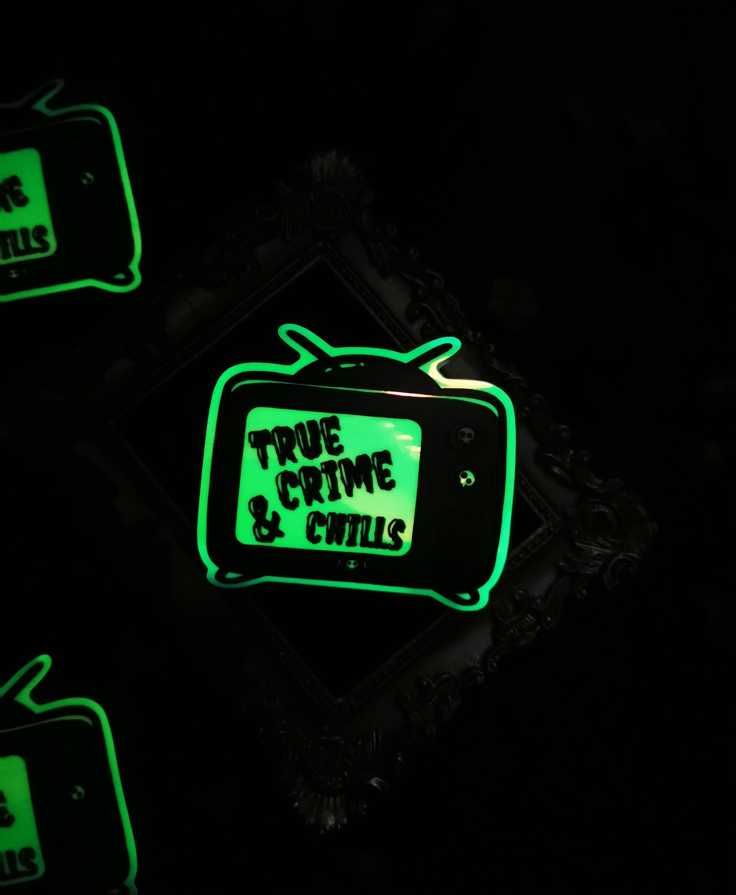 “True Crime &amp; Chills” stickers