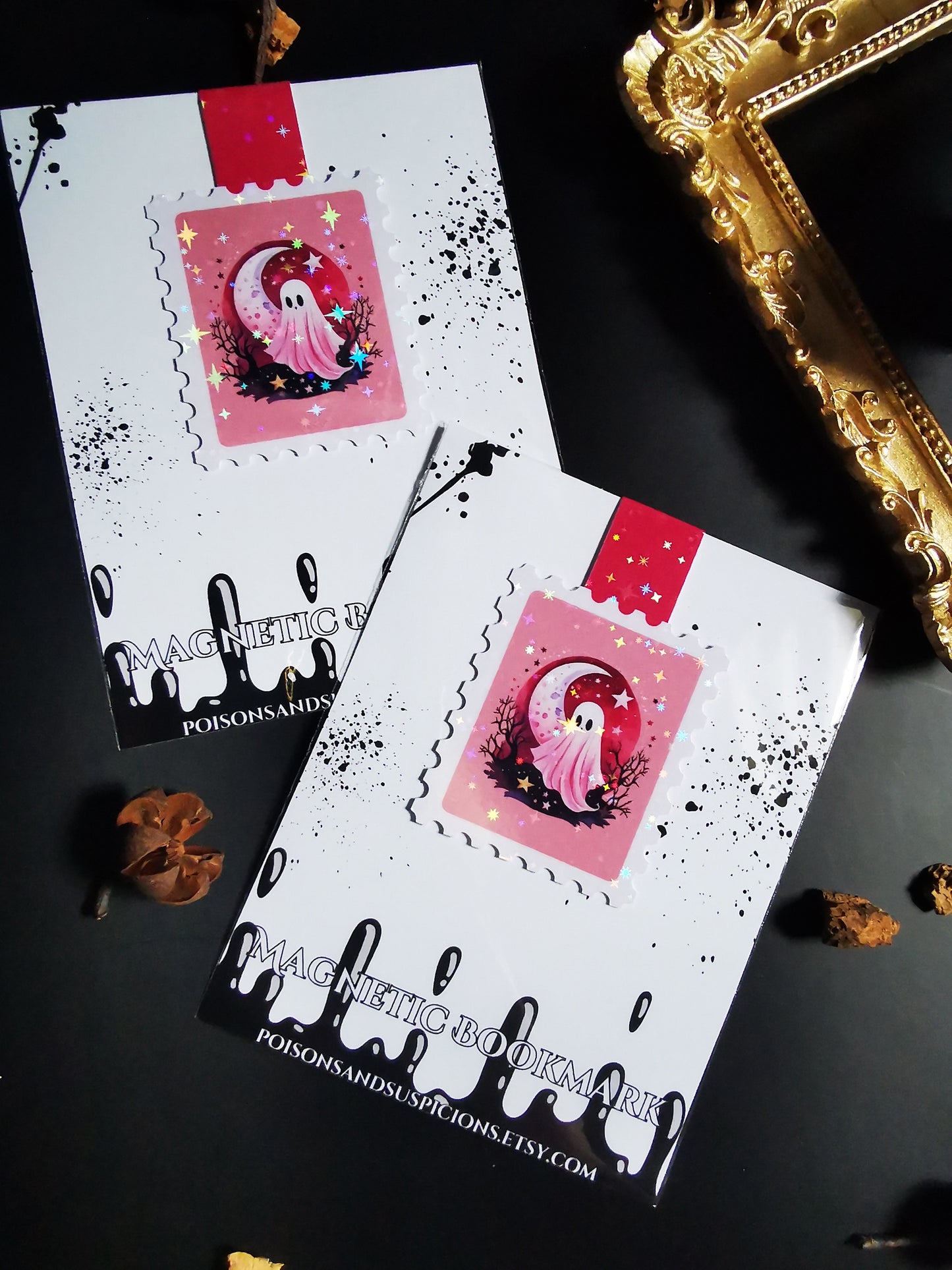 “Cute Stamp Ghost” Magnetic Bookmark