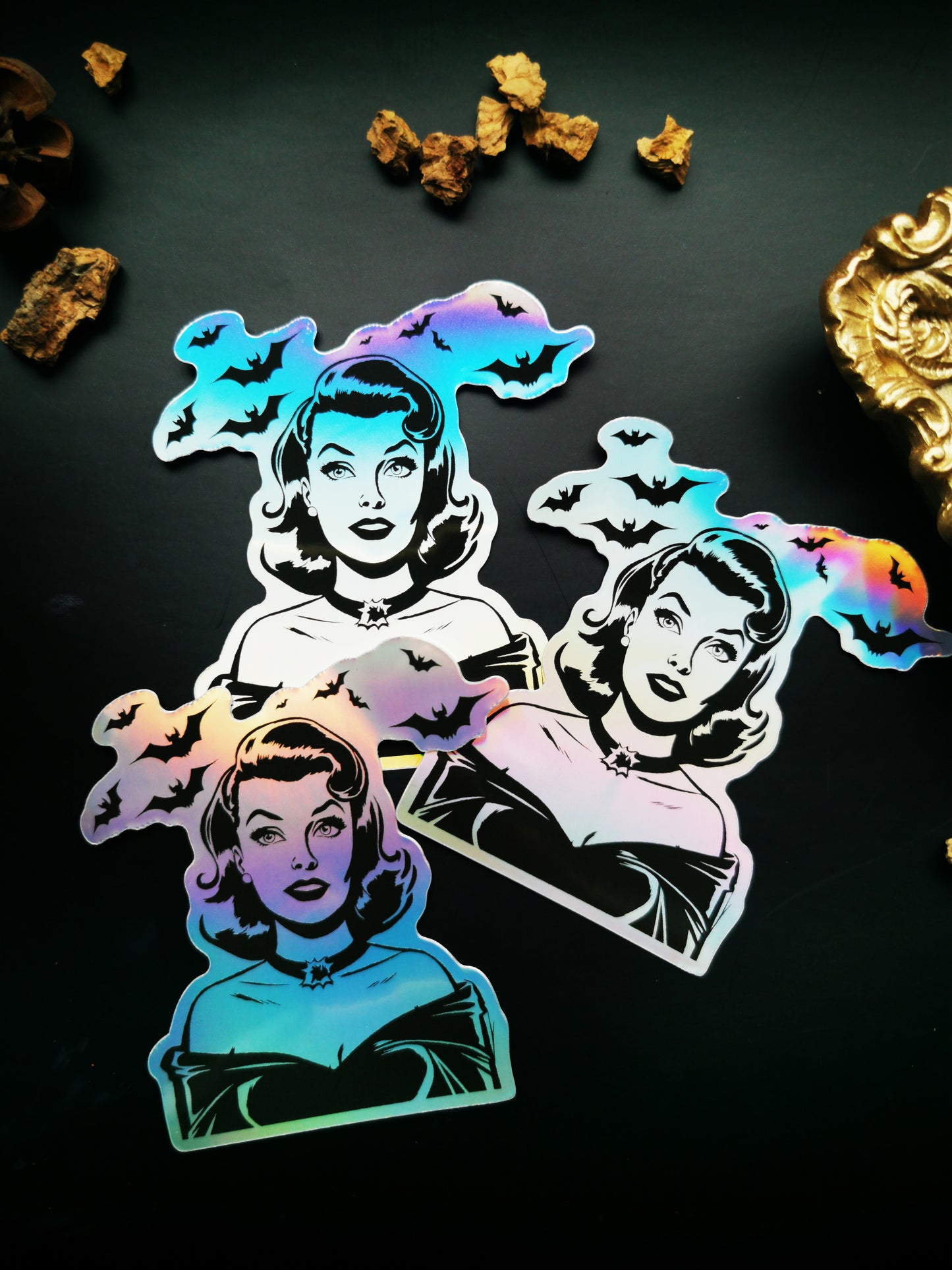 Holographic Sticker "Vintage Batty Girl"