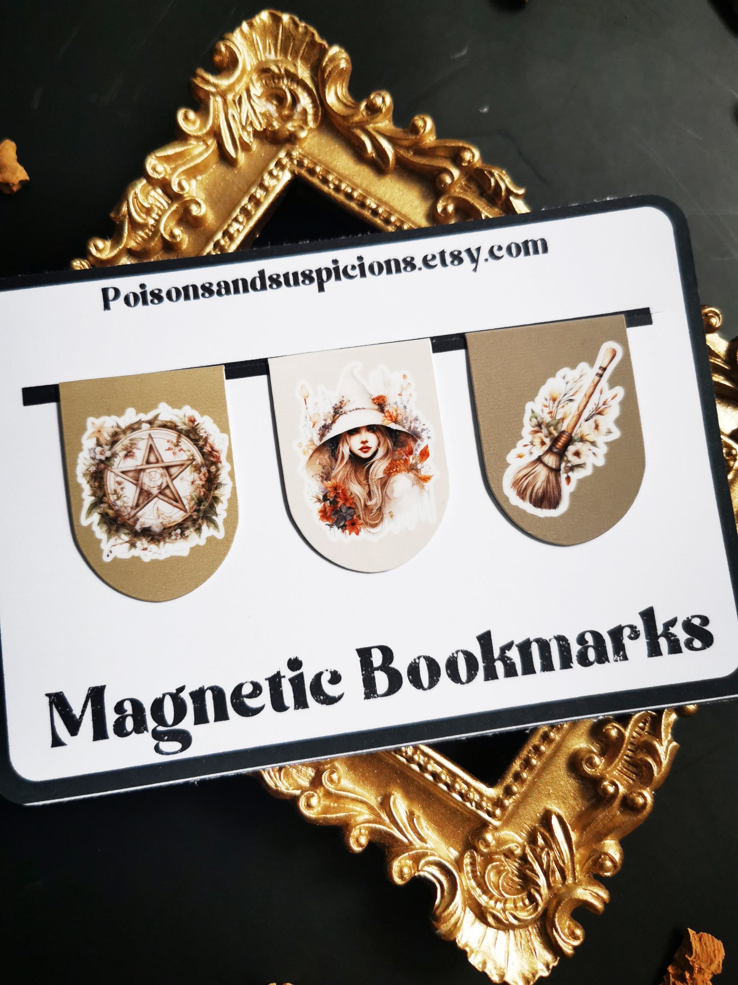 Bundle of 3 Mini Magnetic Bookmarks "Boho Witch"