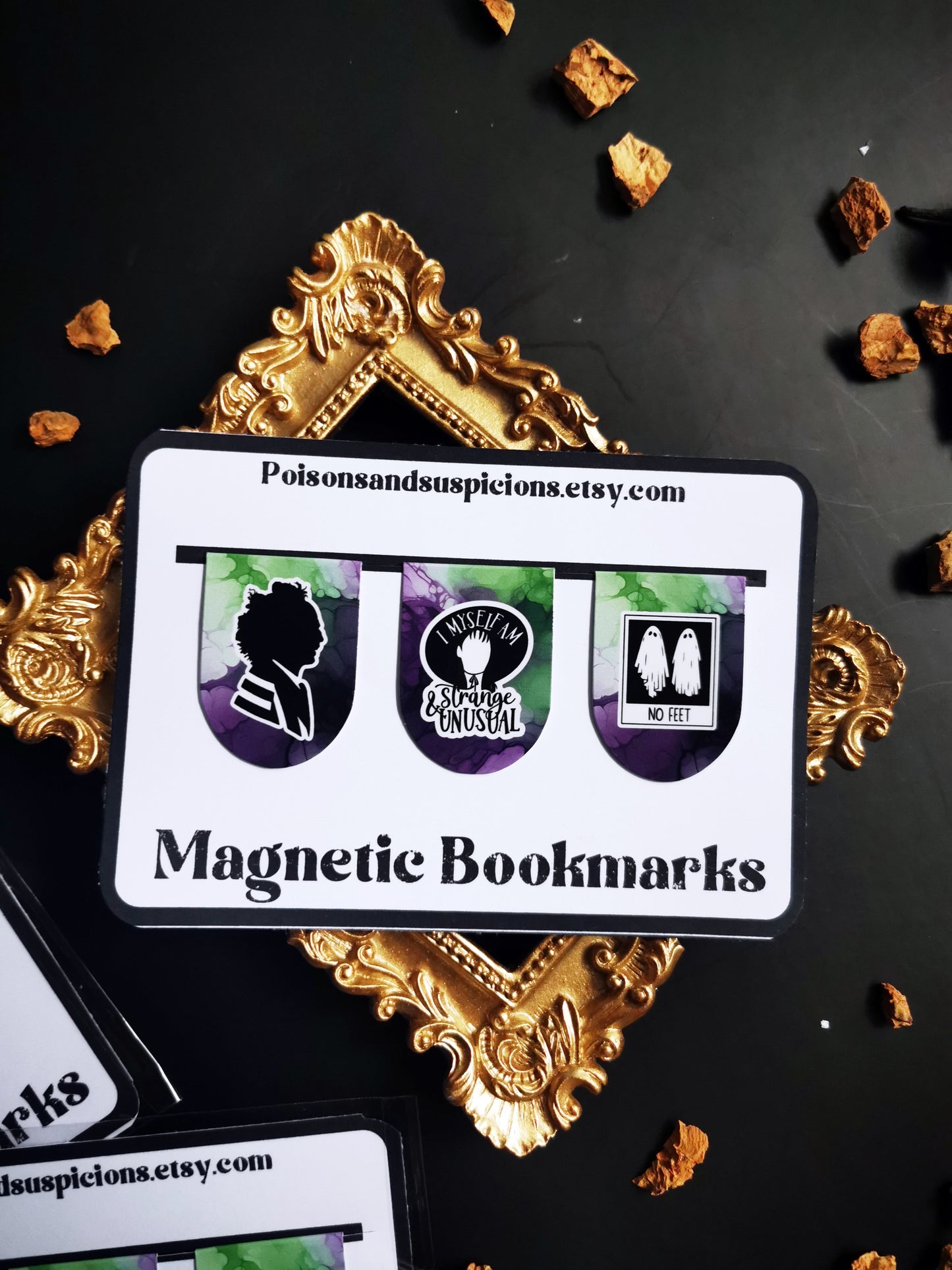 Bundle of 3 Mini Magnetic Bookmarks "Beetle juice"