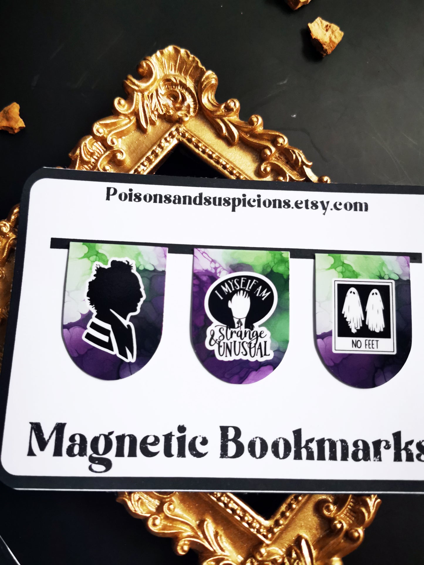 Bundle of 3 Mini Magnetic Bookmarks "Beetle juice"