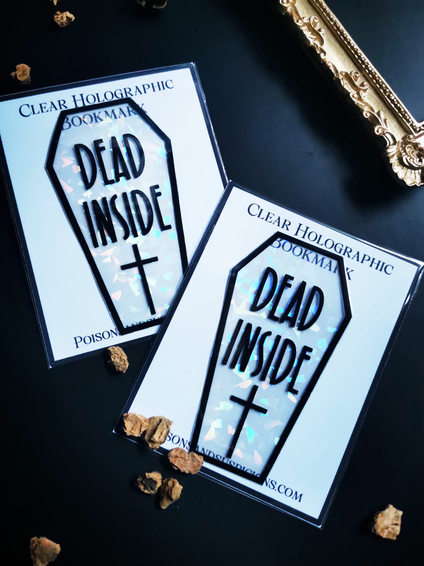 Transparent and Holographic Bookmark "Dead Inside Coffin"