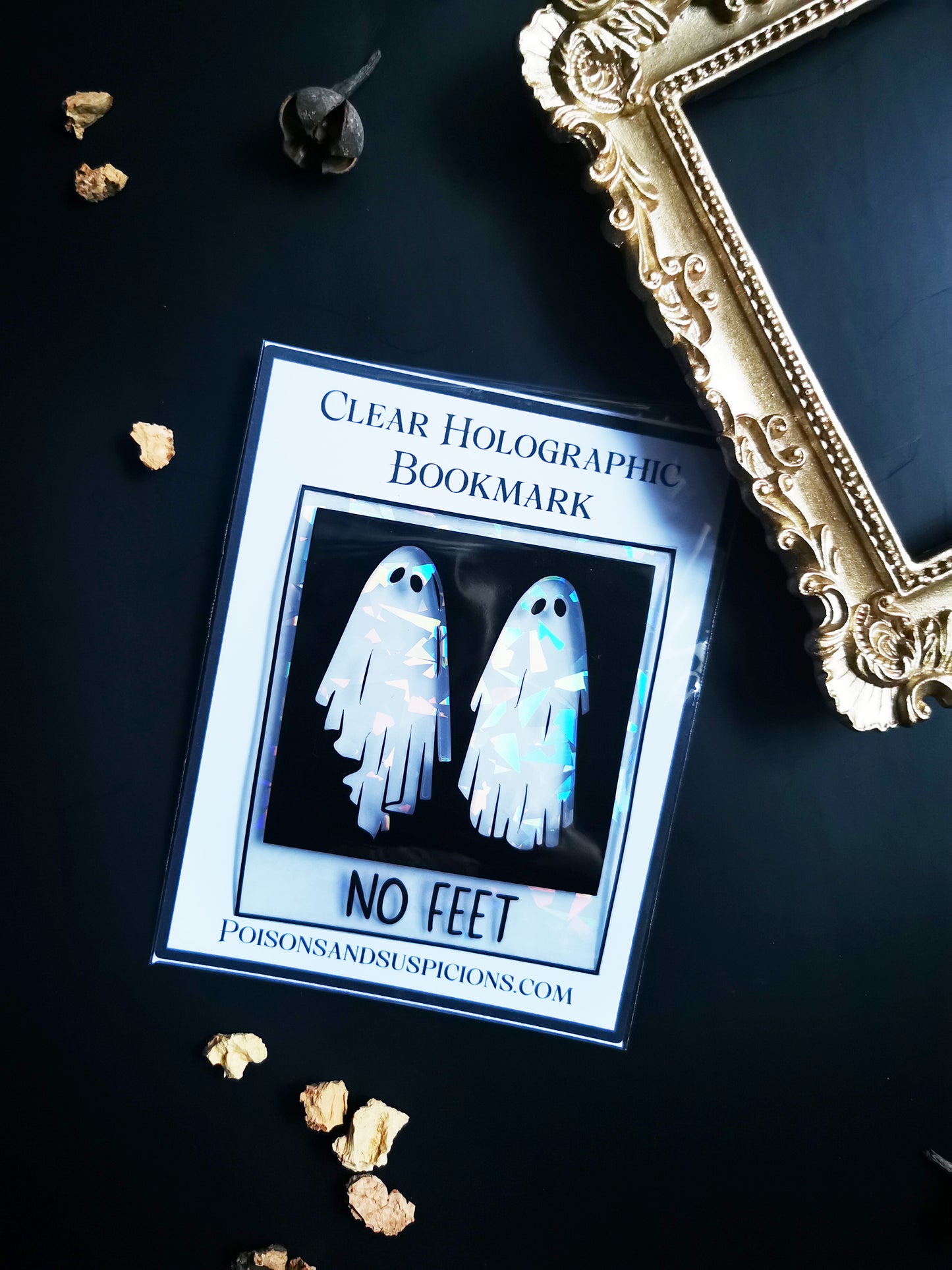 Transparent and Holographic Bookmark "Ghosts No Feet"