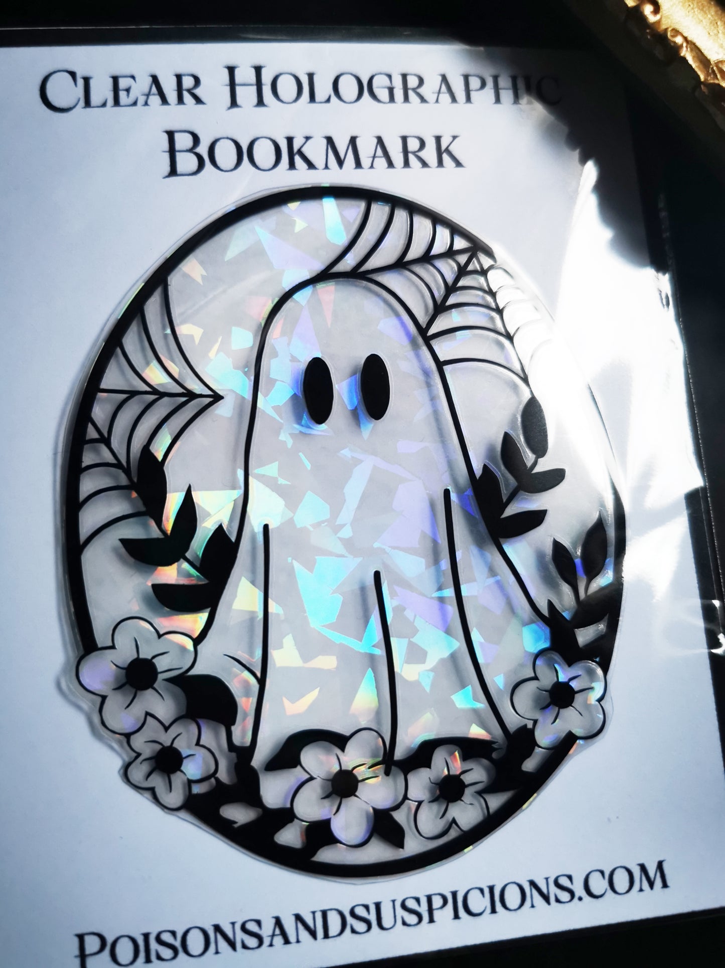 Transparent and Holographic Bookmark "Ghost Flowers"