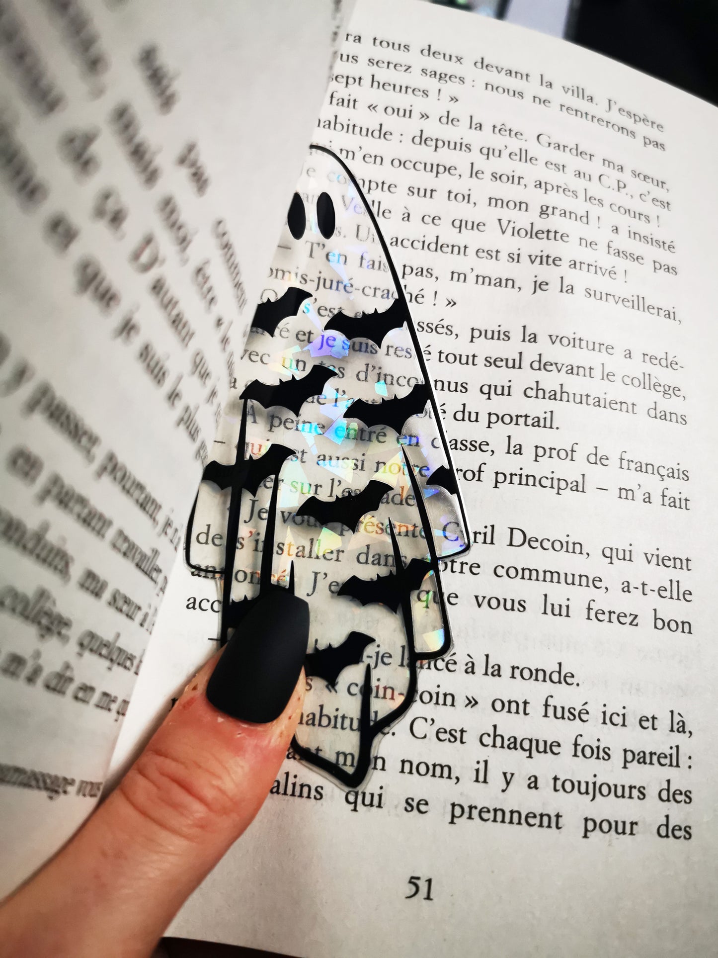 Transparent and Holographic Bookmark "Ghost Bats"