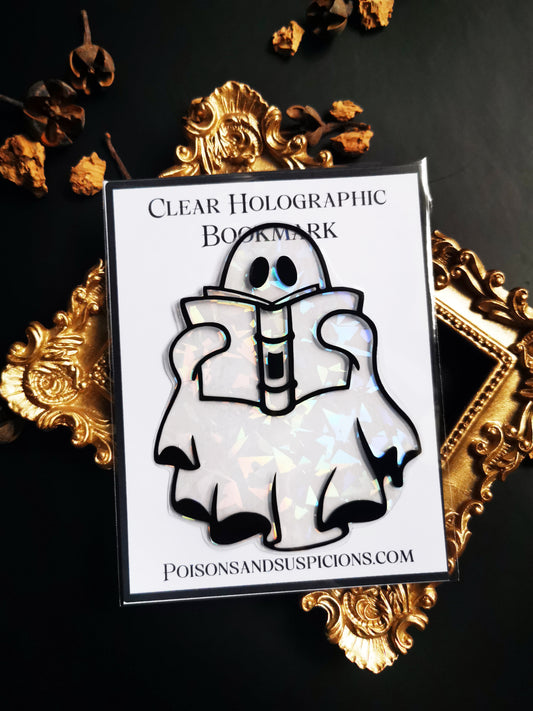 Marque-Page Transparent et Holographique "Ghost With Books"