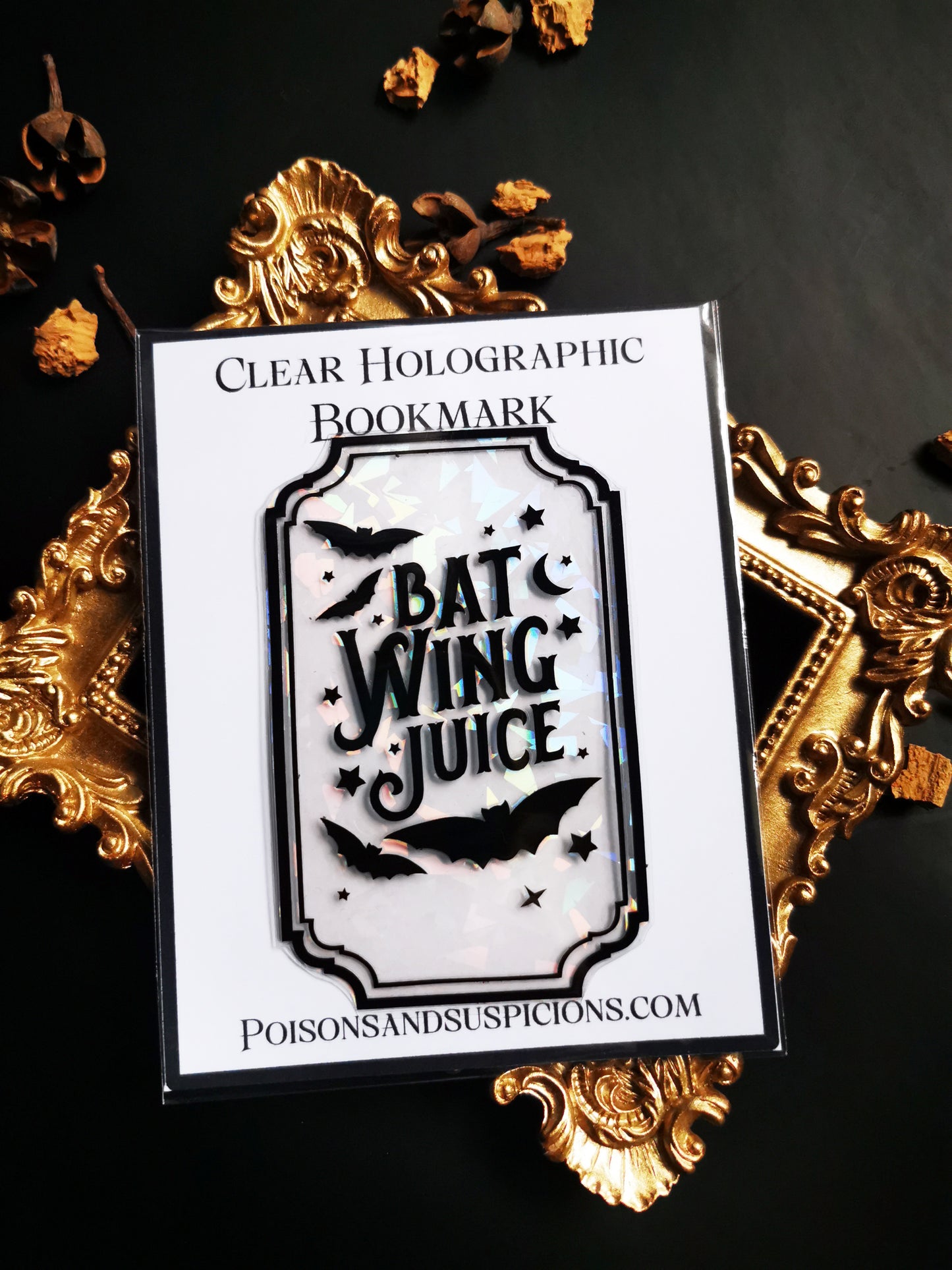 Transparent and Holographic Bookmark "Bat Wing Juice"