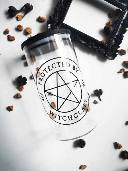 “Protected by Witchcraft” Glass Storage Jar