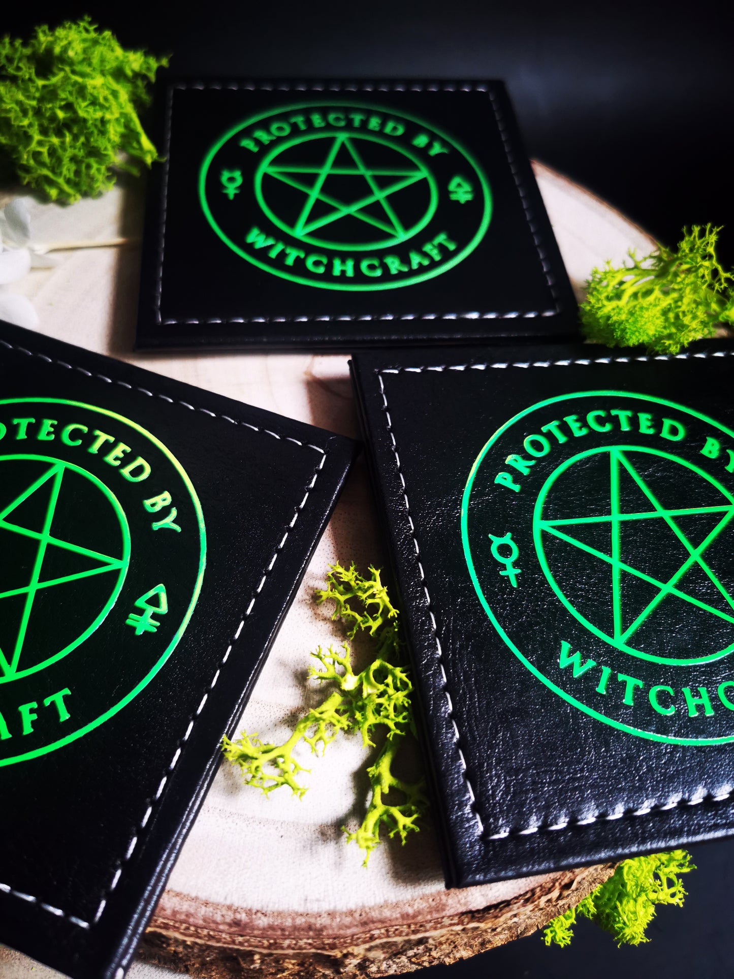 “Protected by Witchcraft” Coasters Glow in the Dark